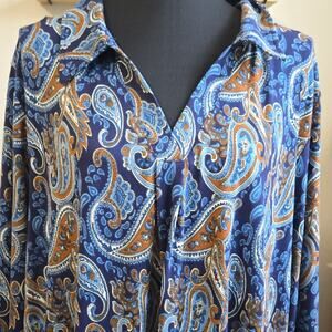 Redhotype Blue Paisley Long Sleeve Button-Up Blouse – Women’s‎ 4X – NWT